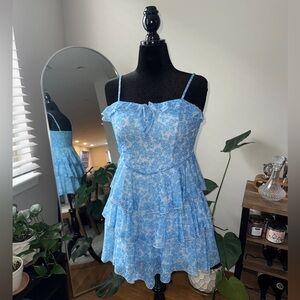 Blue Floral Mini Dress